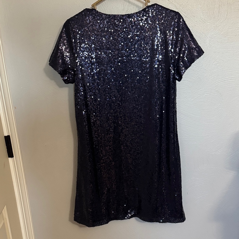 Lulu's Navy Sequin Mini Dress - Picture 2 of 4